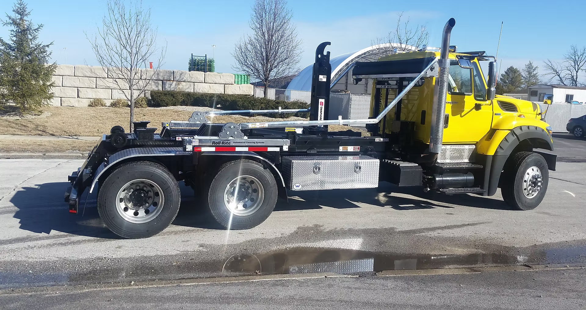 Yellow custom truck with fitted equipment