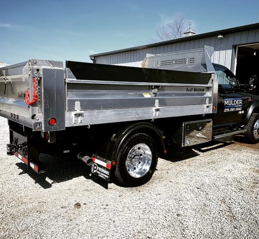 Precision Truck Equipment customer dump truck and trailer