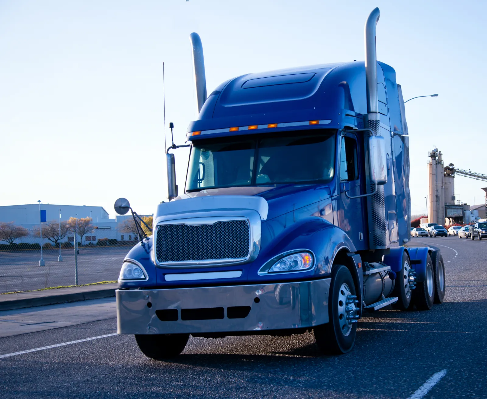 Clean fender on a blue semi truck